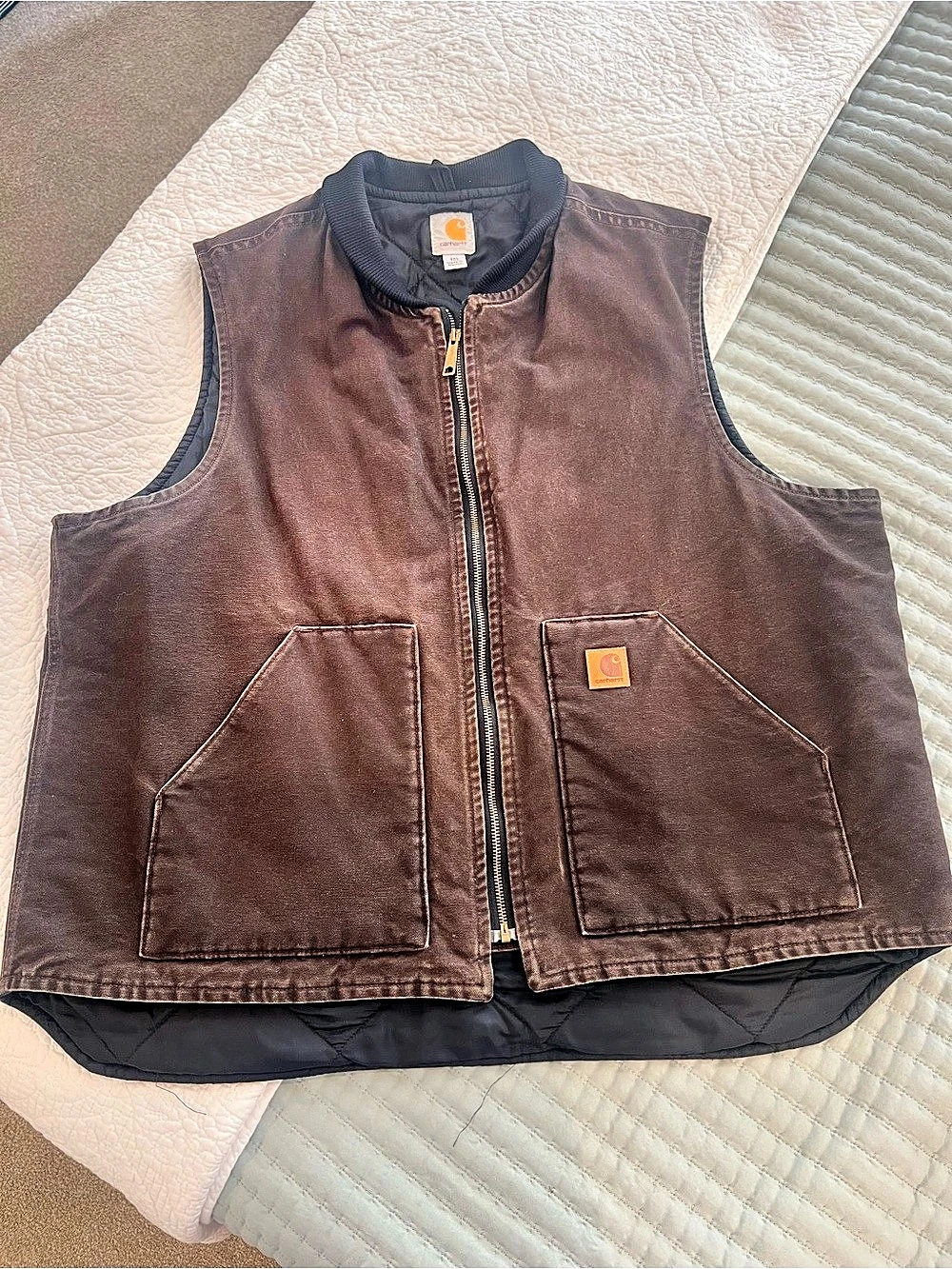 Carhartt Arctic Quilt Lined Duck Vest (V01 BRN) Brown & Black 2XL Tall